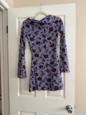 Motel Rocks Lilac Floral Long Sleeve Fit-&-Flare Dress